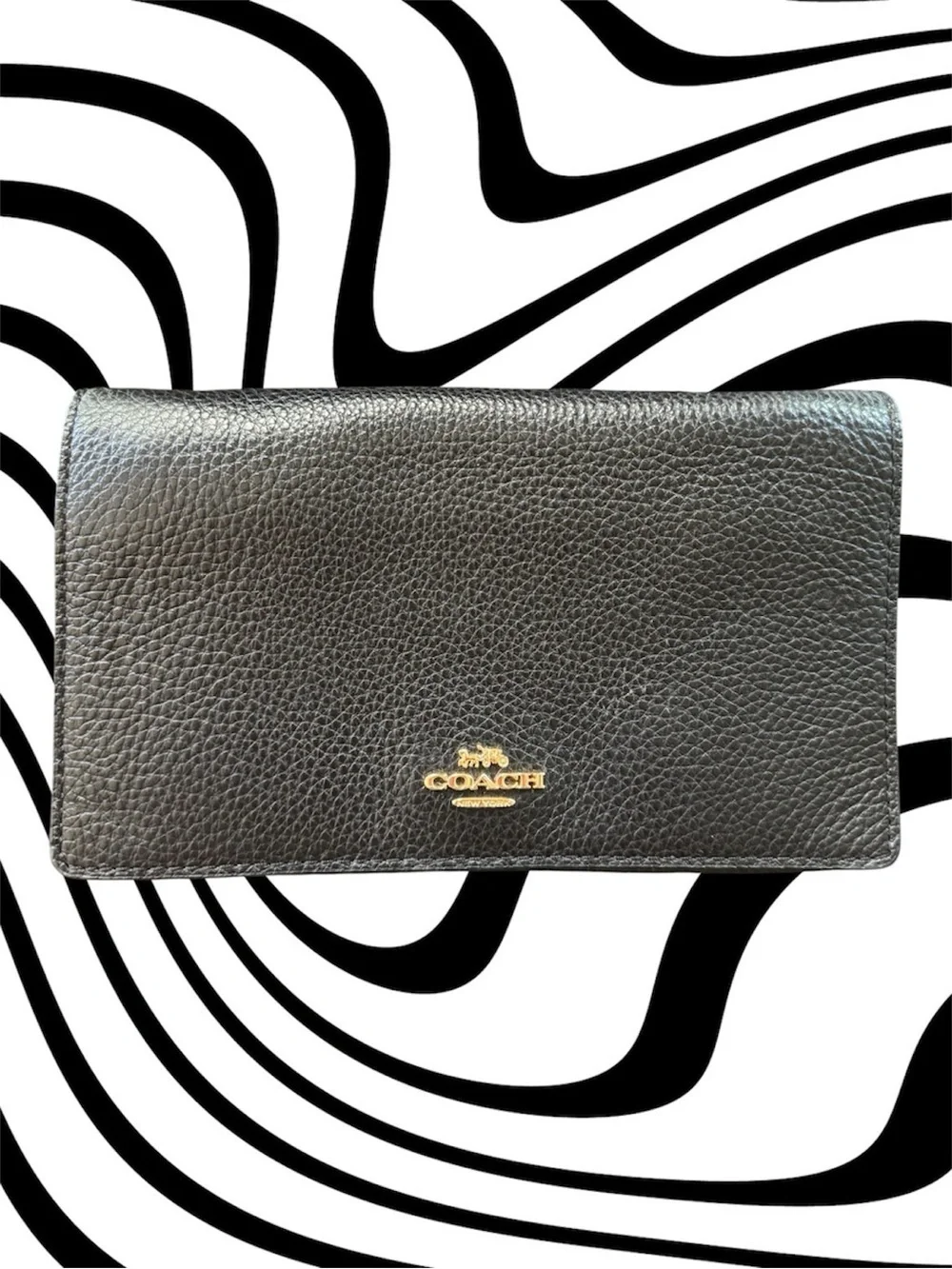 Coach Black Pebbled Leather Continental Wallet